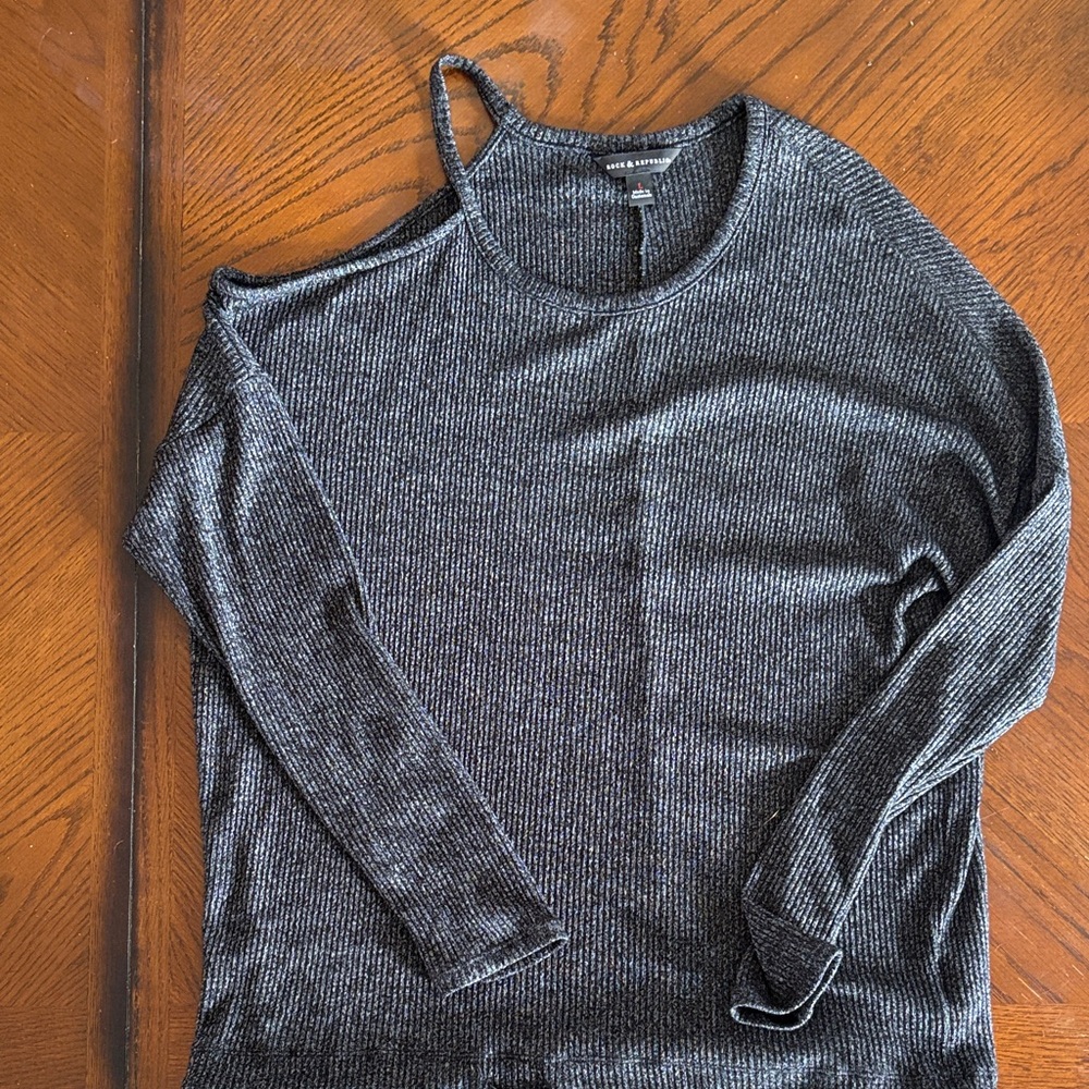 Rock & Republic Off-Shoulder Black Sweater